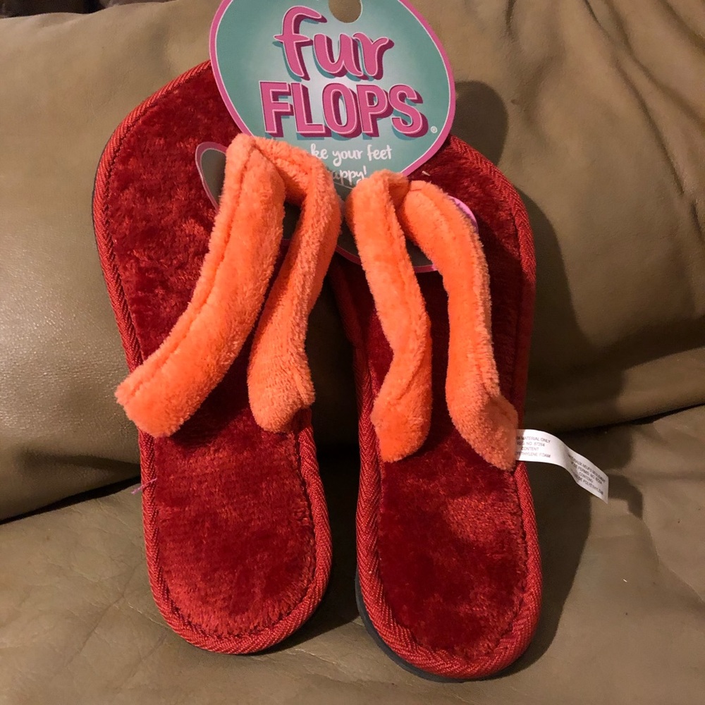 Red and Orange Fur Flops